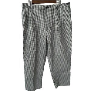 NWT Dockers Waterless Pleated Pants Gingham Mens 36x28 Black White Check